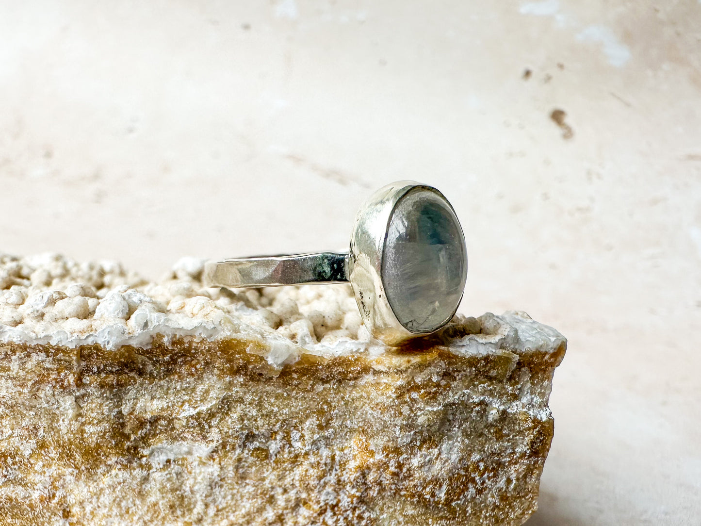Sea sparkle moonstone ring, size P