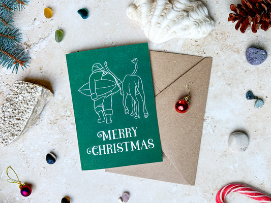 Surfing Santa Christmas card