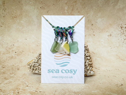 Sea glass and sea pottery crochet stitch markers