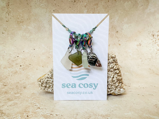 Sea glass and sea shell crochet stitch markers