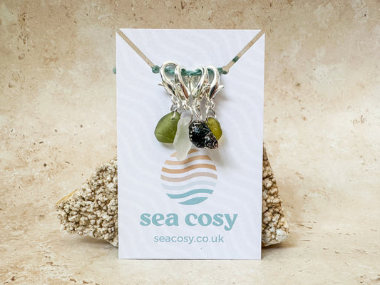 Sea glass and sea shell crochet stitch markers