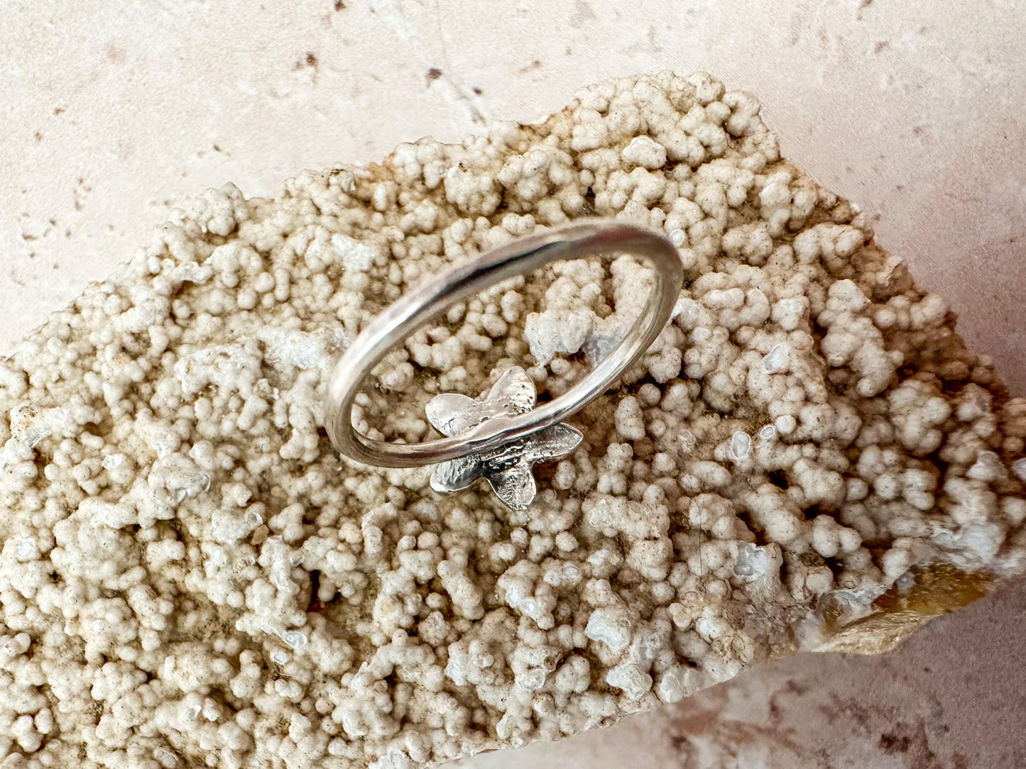 Plumeria flower silver ring - various sizes