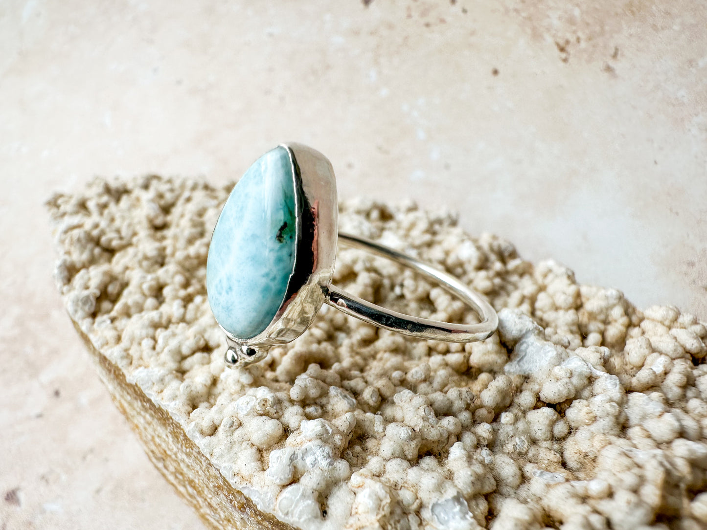 Ocean in a drop larimar ring, size P 1/2