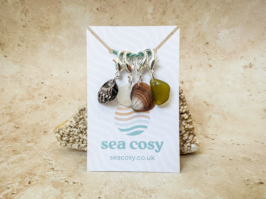 Sea glass and sea shell crochet stitch markers