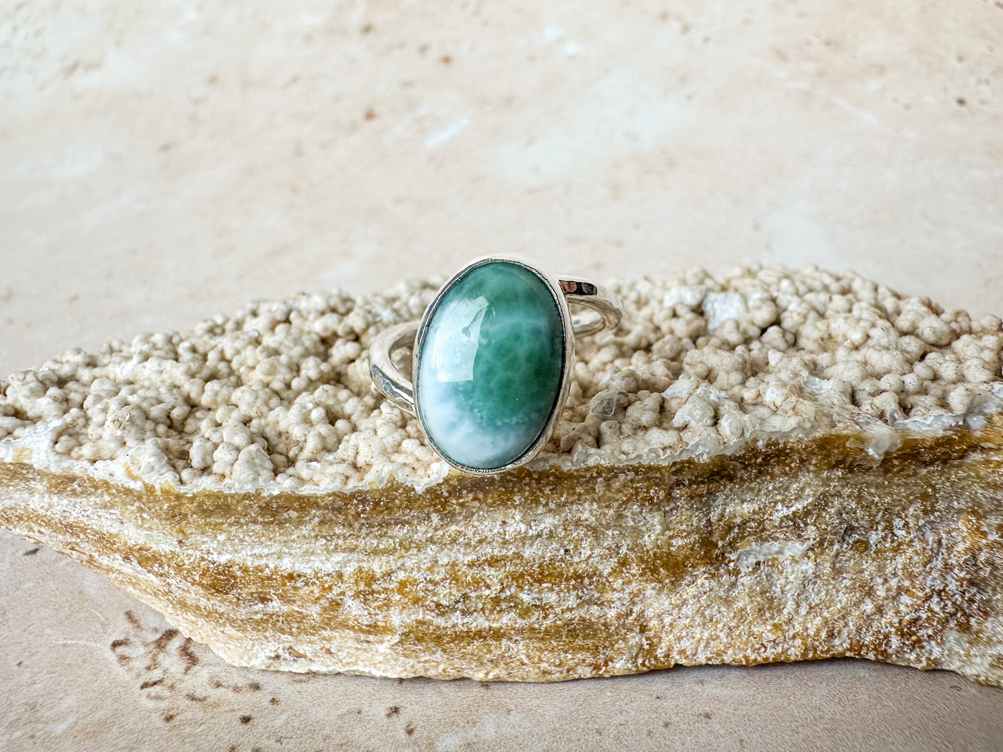 Larimar sterling silver ring size J