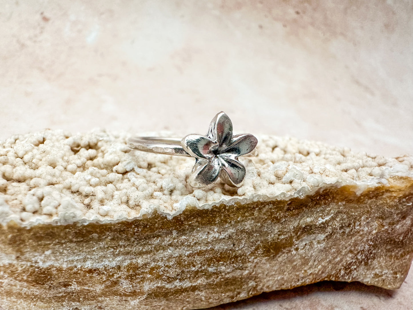 Plumeria flower silver ring - various sizes
