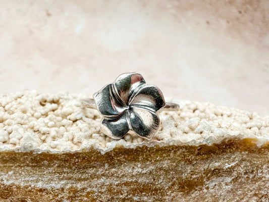 Fine Silver Hibiscus Flower Ring – various sizes