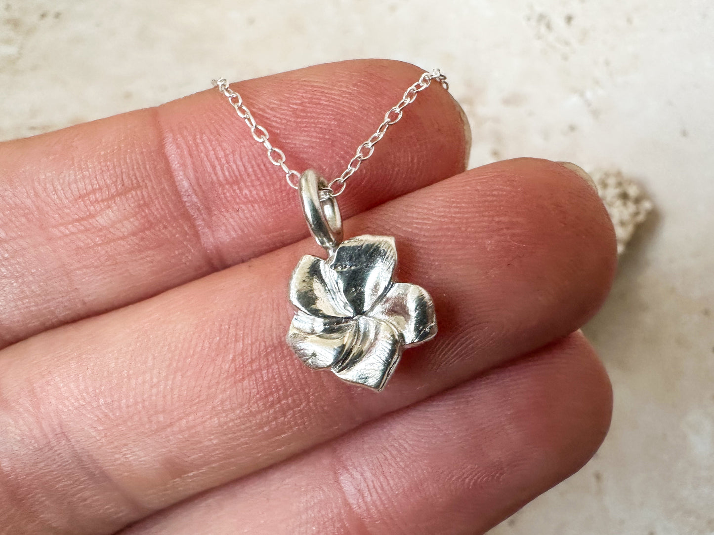 Hibiscus fine silver necklace pendant