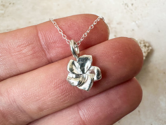 Hibiscus fine silver necklace pendant