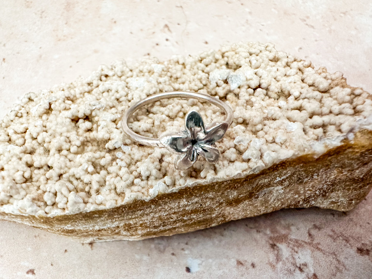 Plumeria flower silver ring - various sizes