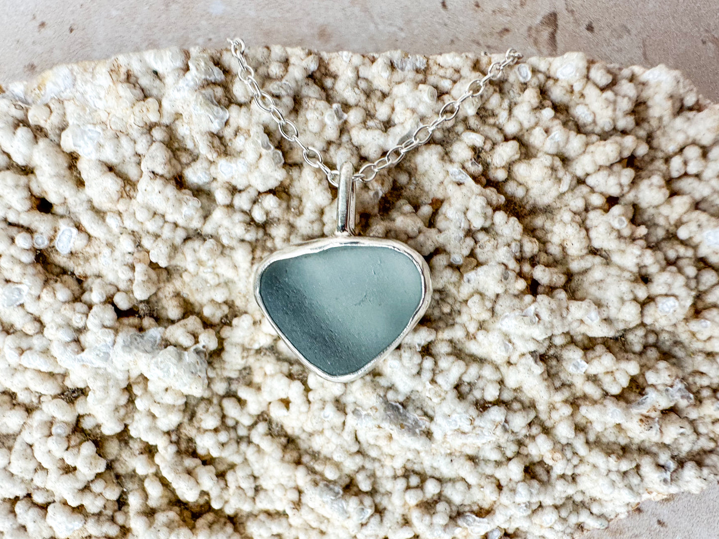 Blue grey sterling silver pendant