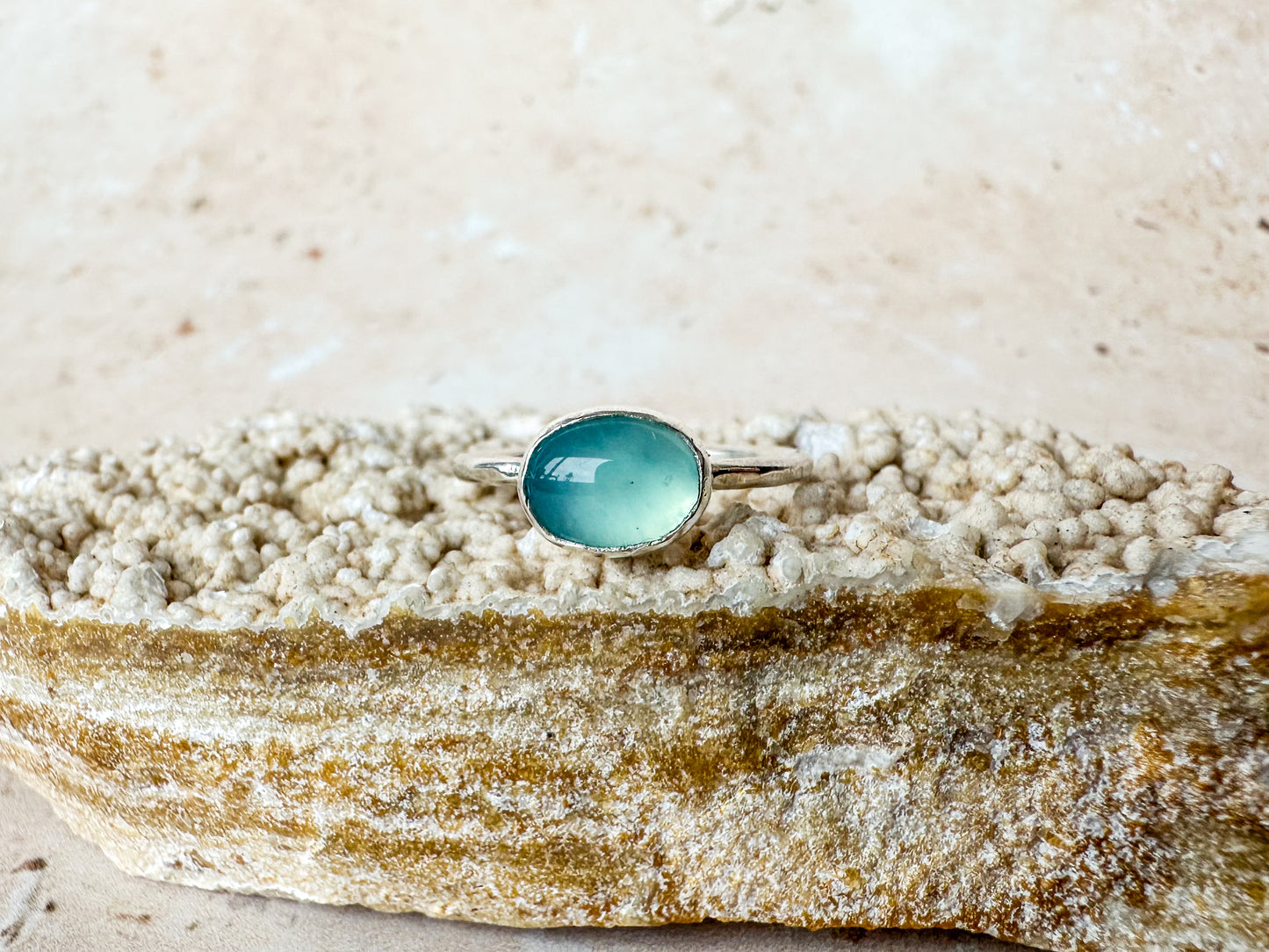 Blue chalcedony ring size L 1/2