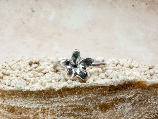 Plumeria flower silver ring - various sizes