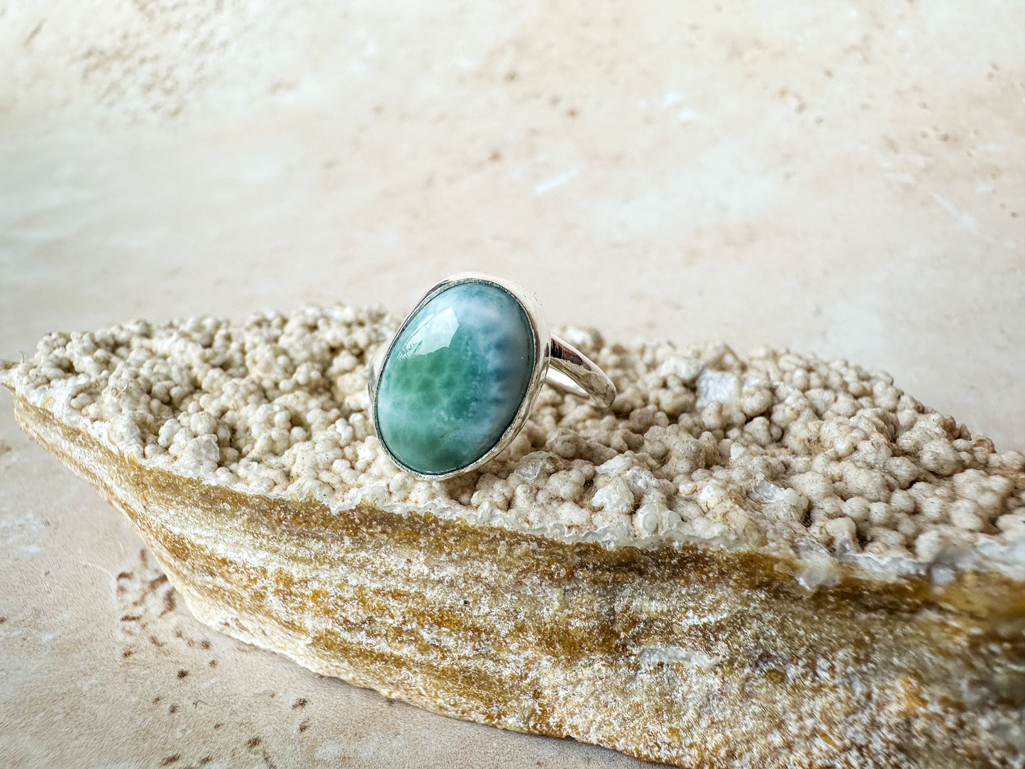 Larimar sterling silver ring size J