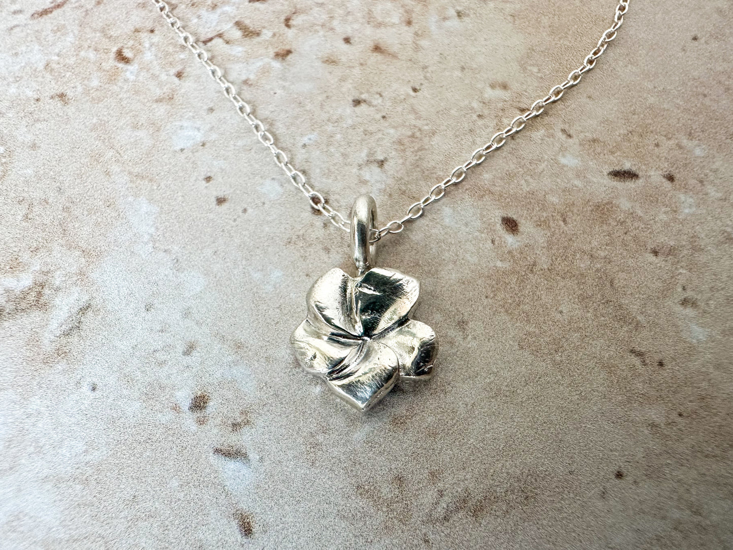 Hibiscus fine silver necklace pendant