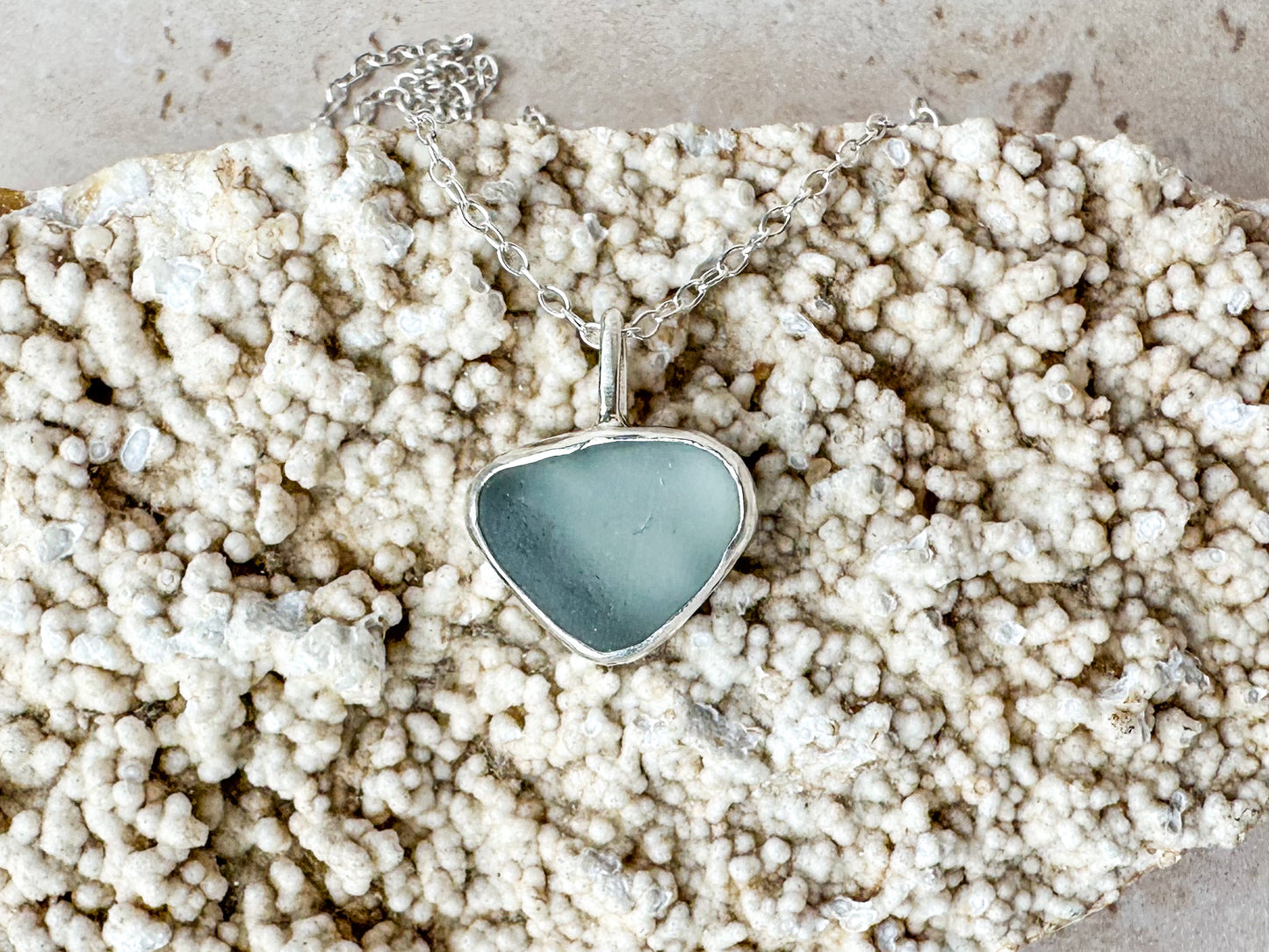 Blue grey sterling silver pendant