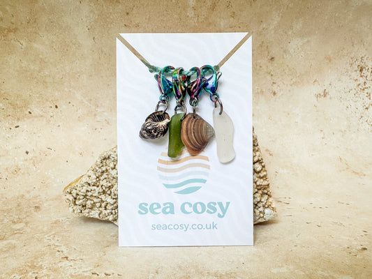 Sea glass and sea shell crochet stitch markers