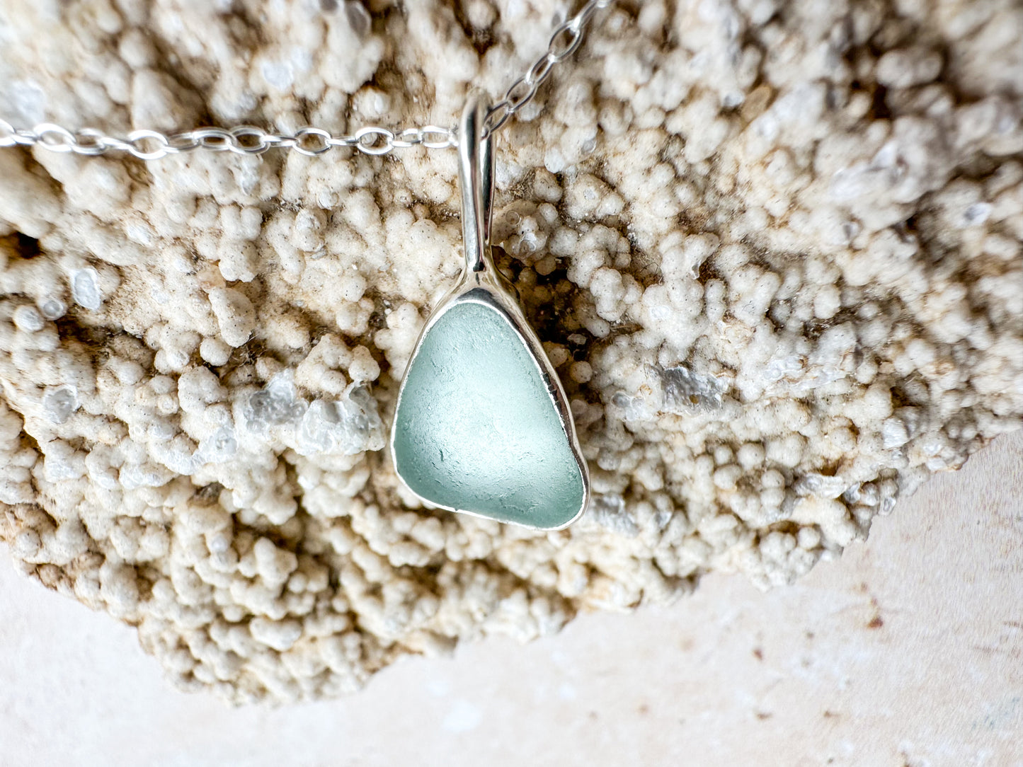 Seafoam sea glass necklace (with or without chain)