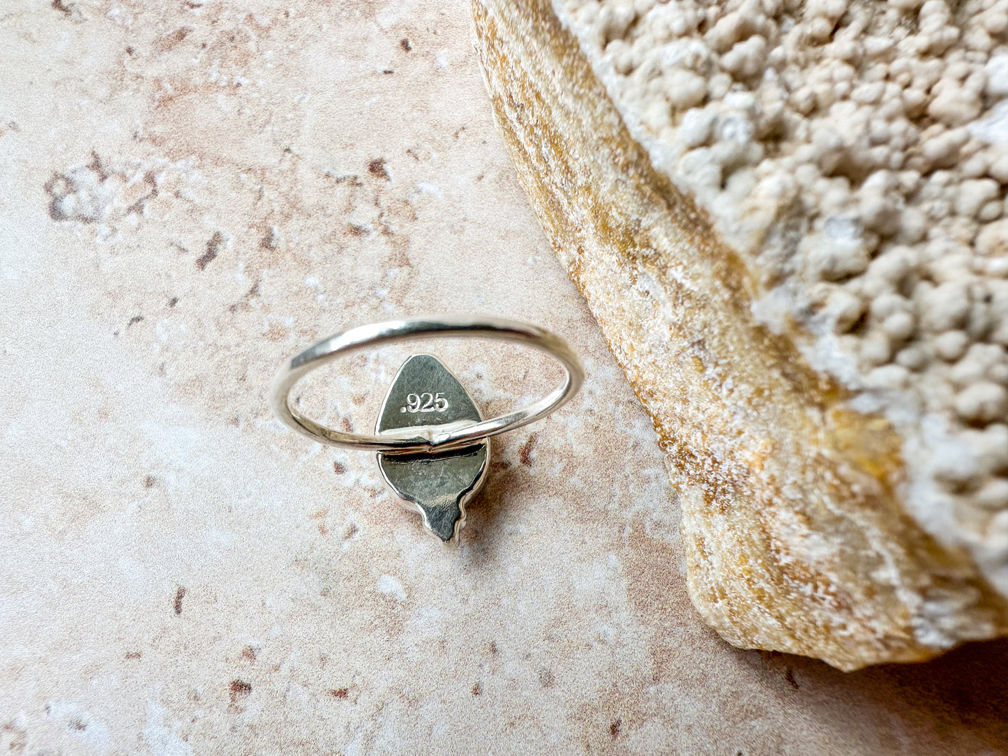 Ocean in a drop larimar ring, size P 1/2