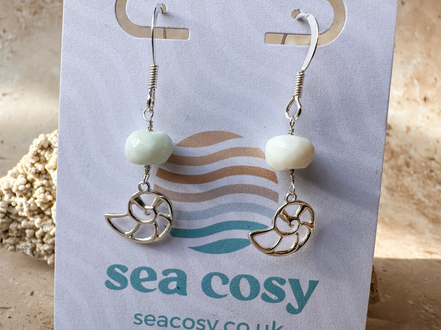 Nautilus Peruvian opal earrings
