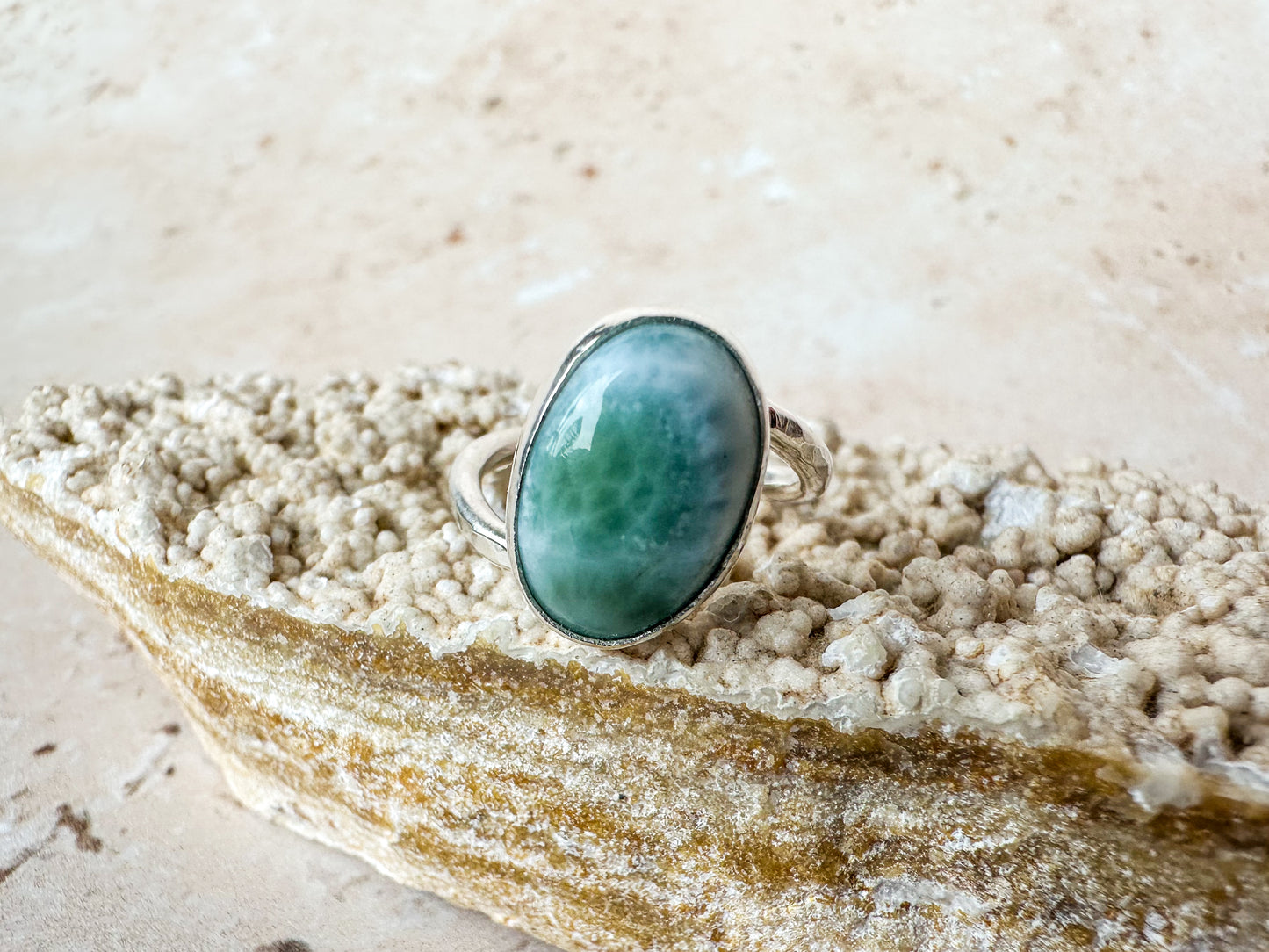 Larimar sterling silver ring size J