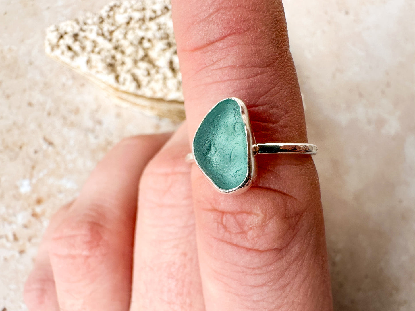 Rare light blue sterling silver ring size O