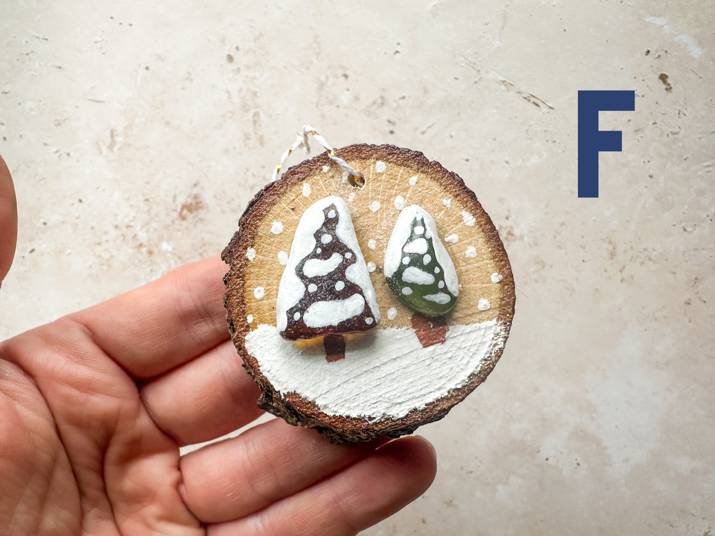 Sea glass and sea pottery wood slice ornaments