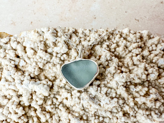 Blue grey sterling silver pendant