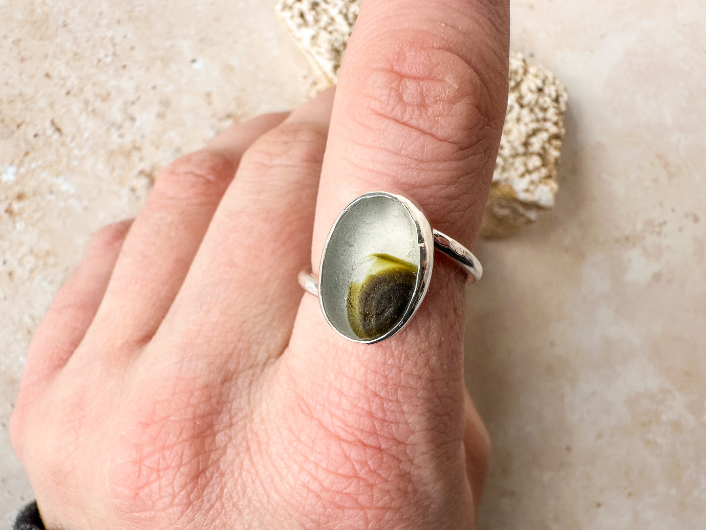 Rare Seaham multi sterling silver ring size Q