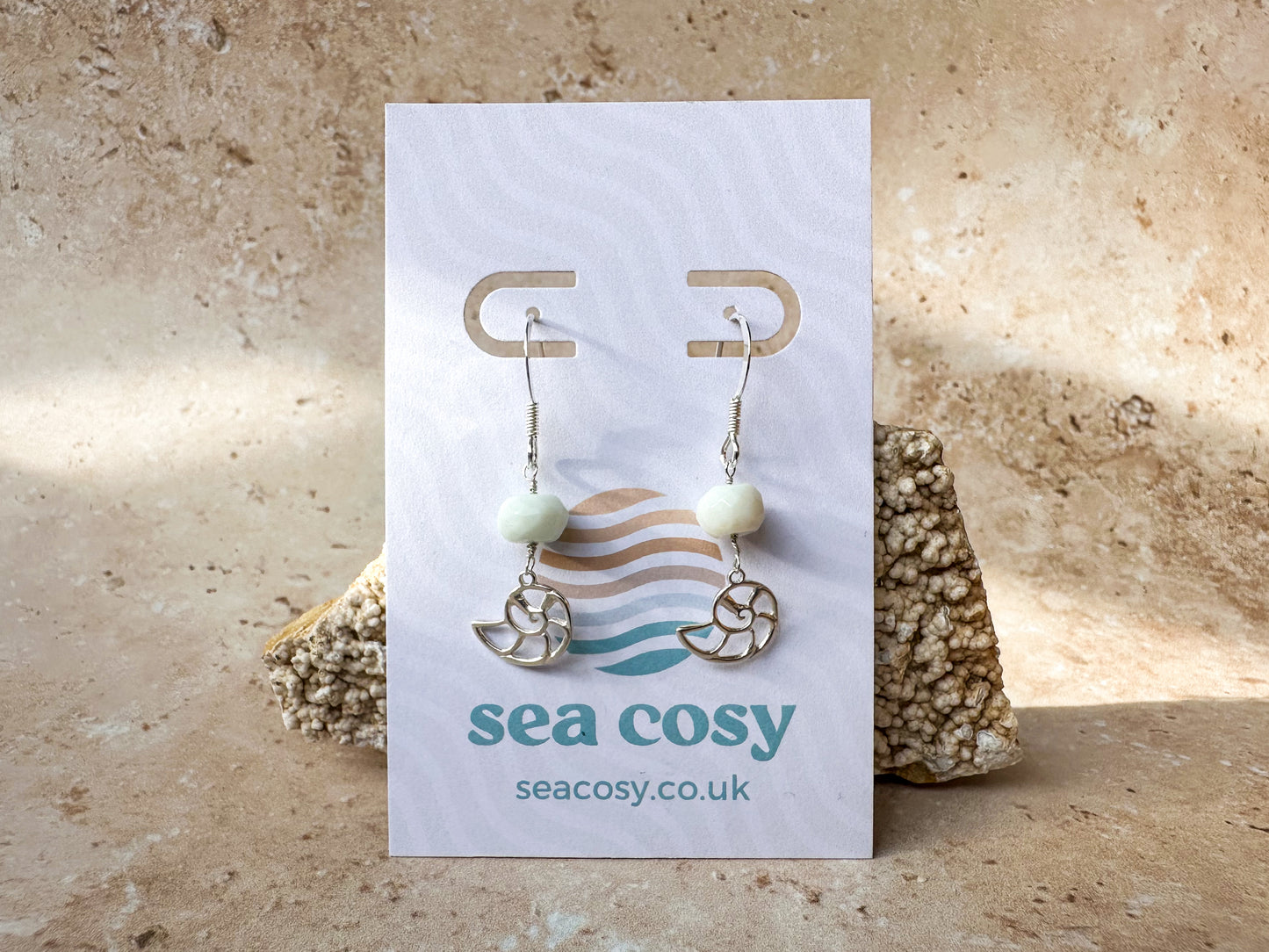 Nautilus Peruvian opal earrings
