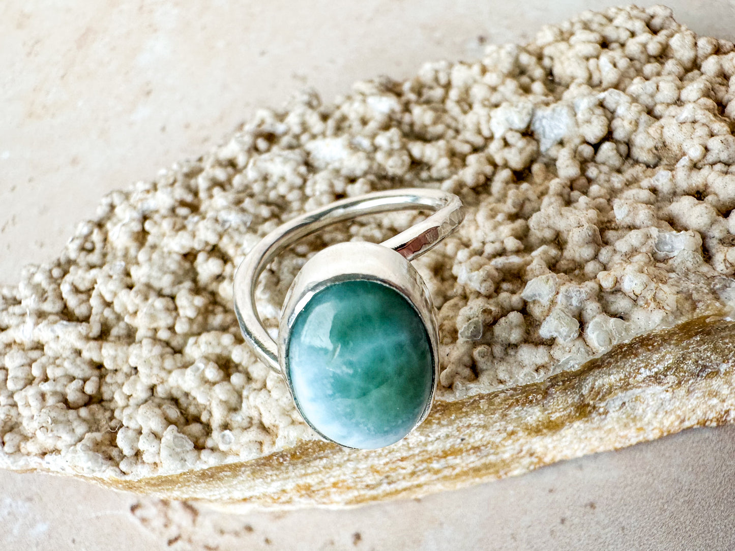 Larimar sterling silver ring size J