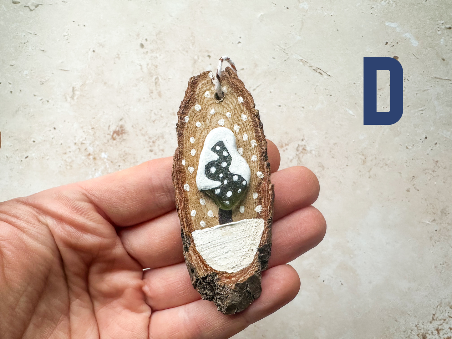 Sea glass and sea pottery wood slice ornaments