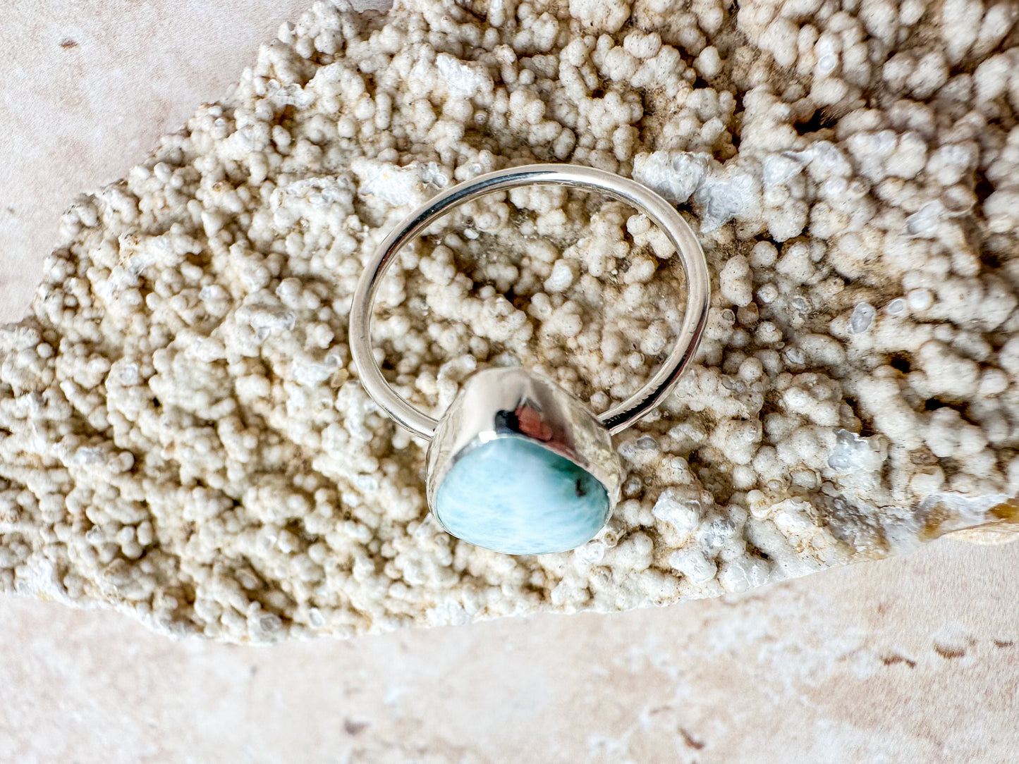 Ocean in a drop larimar ring, size P 1/2