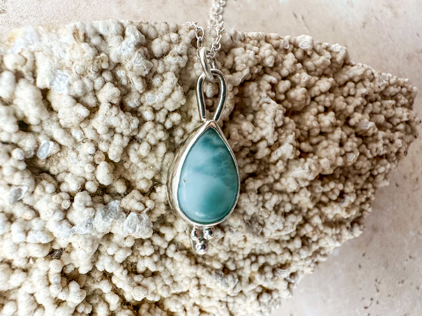 Ocean in a drop larimar necklace (with or without chain)