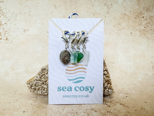 Sea glass and sea shell crochet stitch markers