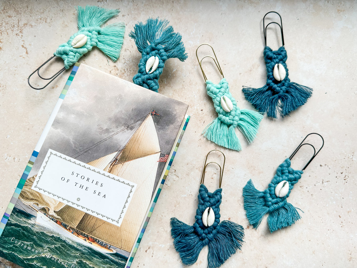 Macrame sea shell bookmark