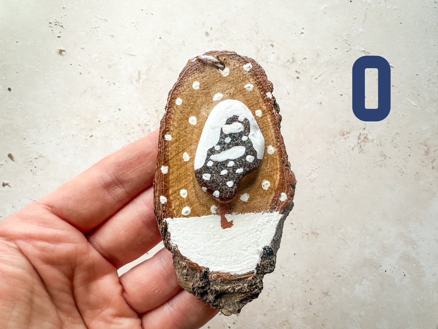 Sea glass and sea pottery wood slice ornaments