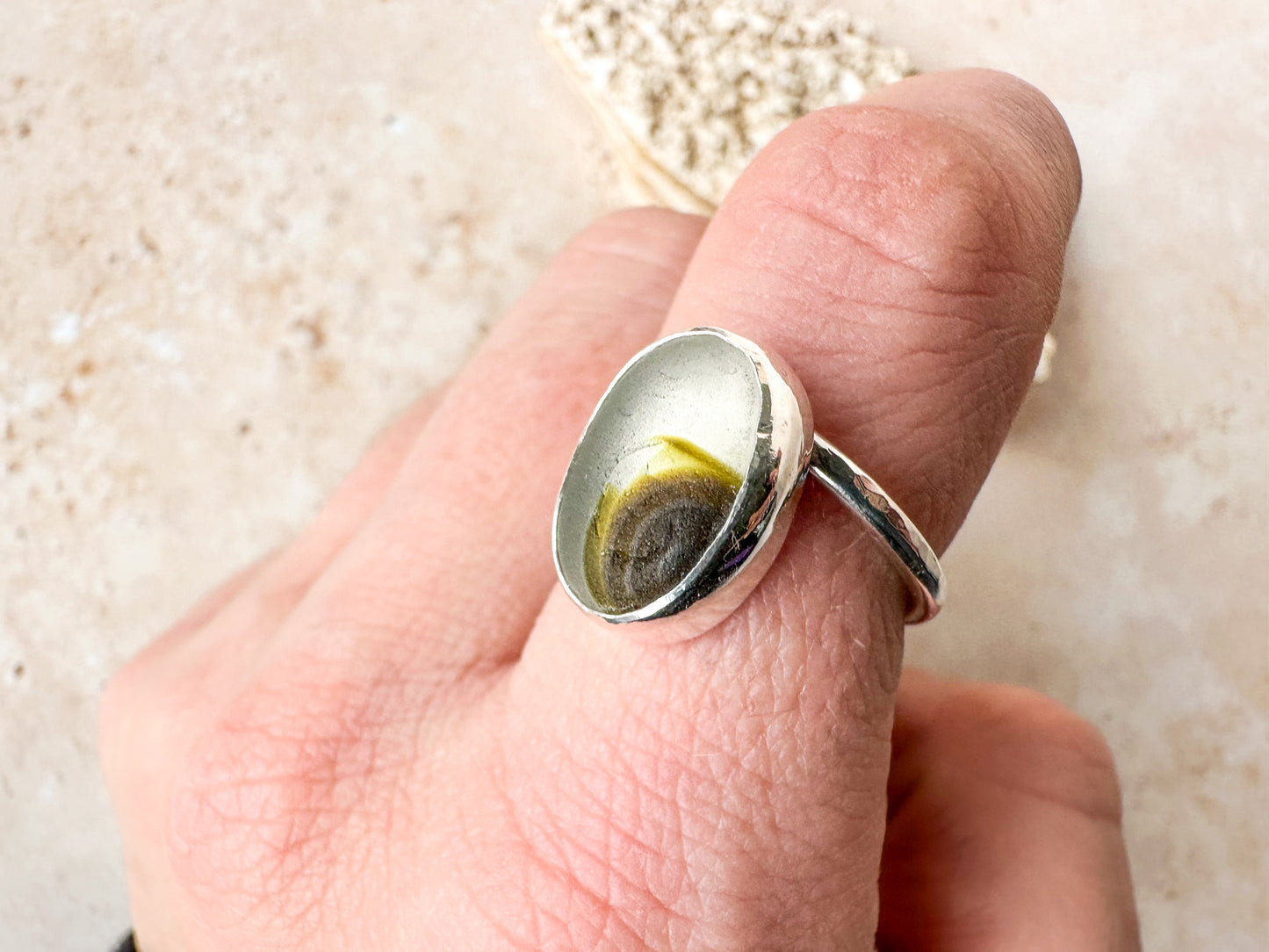 Rare Seaham multi sterling silver ring size Q