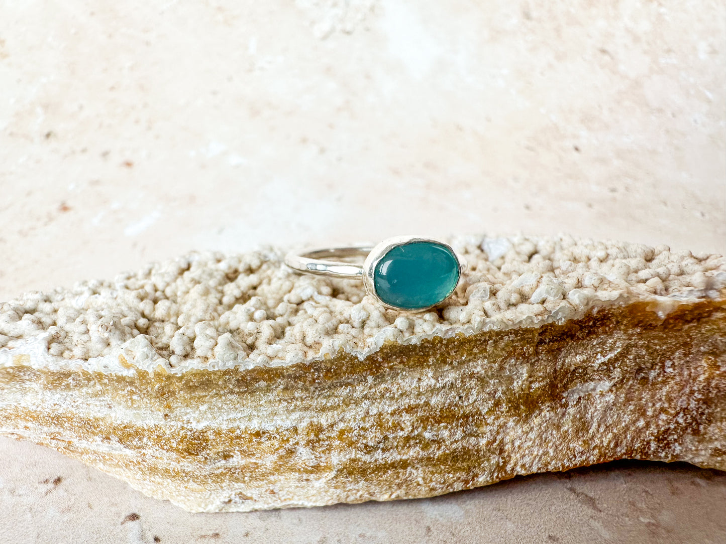 Blue chalcedony ring size L 1/2