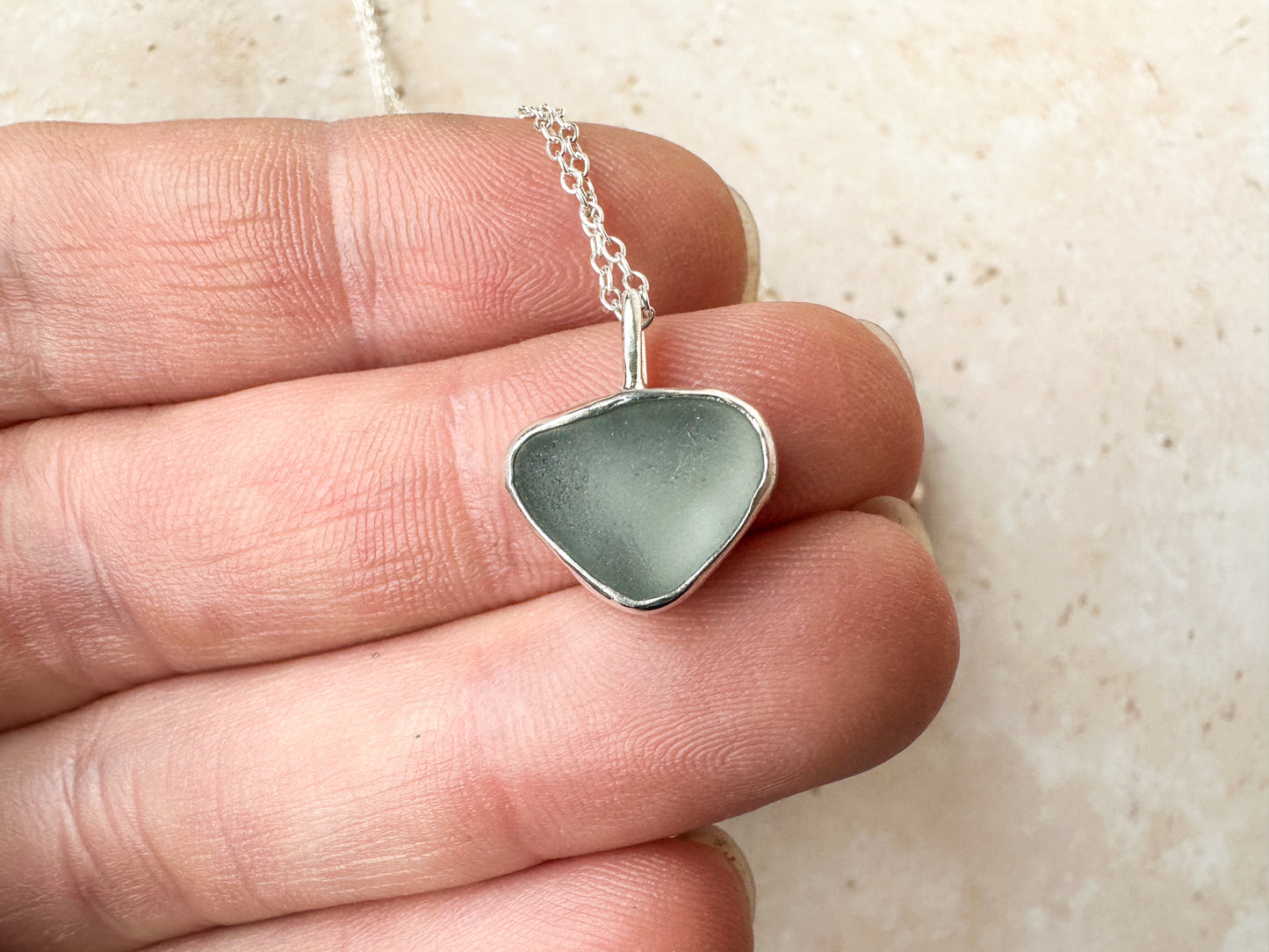 Blue grey sterling silver pendant