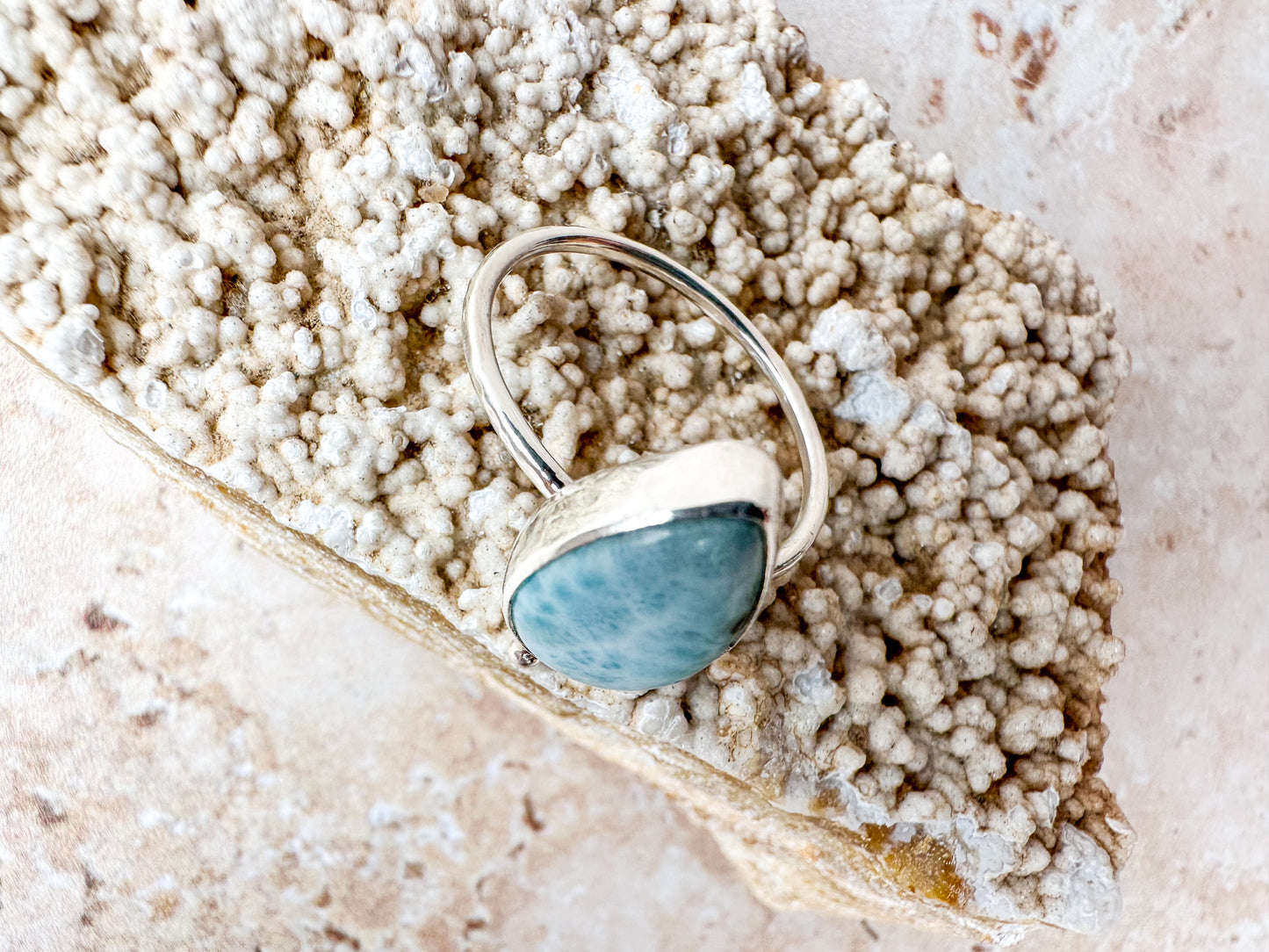 Ocean in a drop larimar ring, size P 1/2