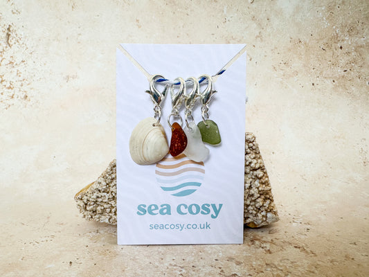 Sea glass and sea shell crochet stitch markers