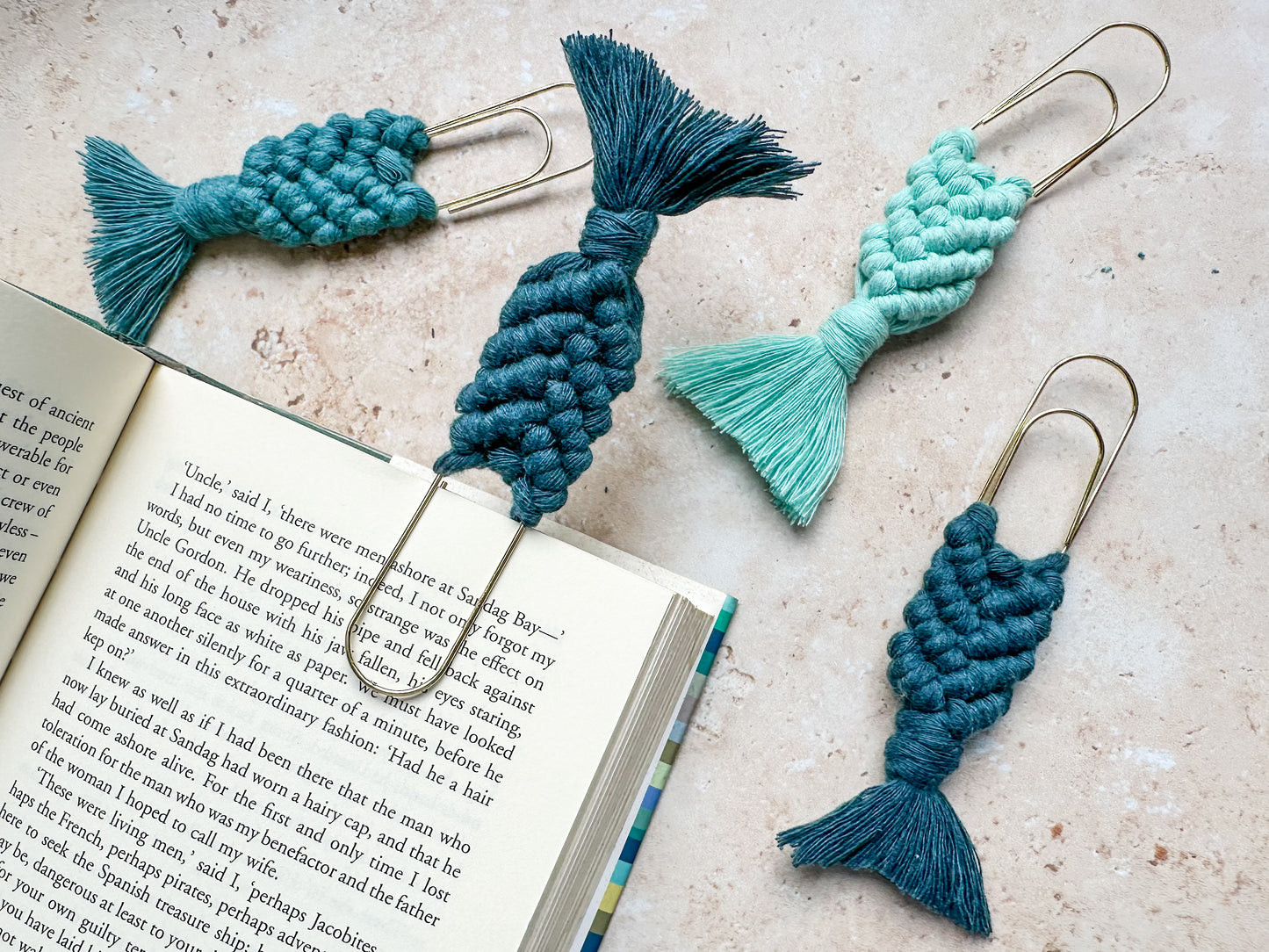 Mermaid tail macrame bookmark
