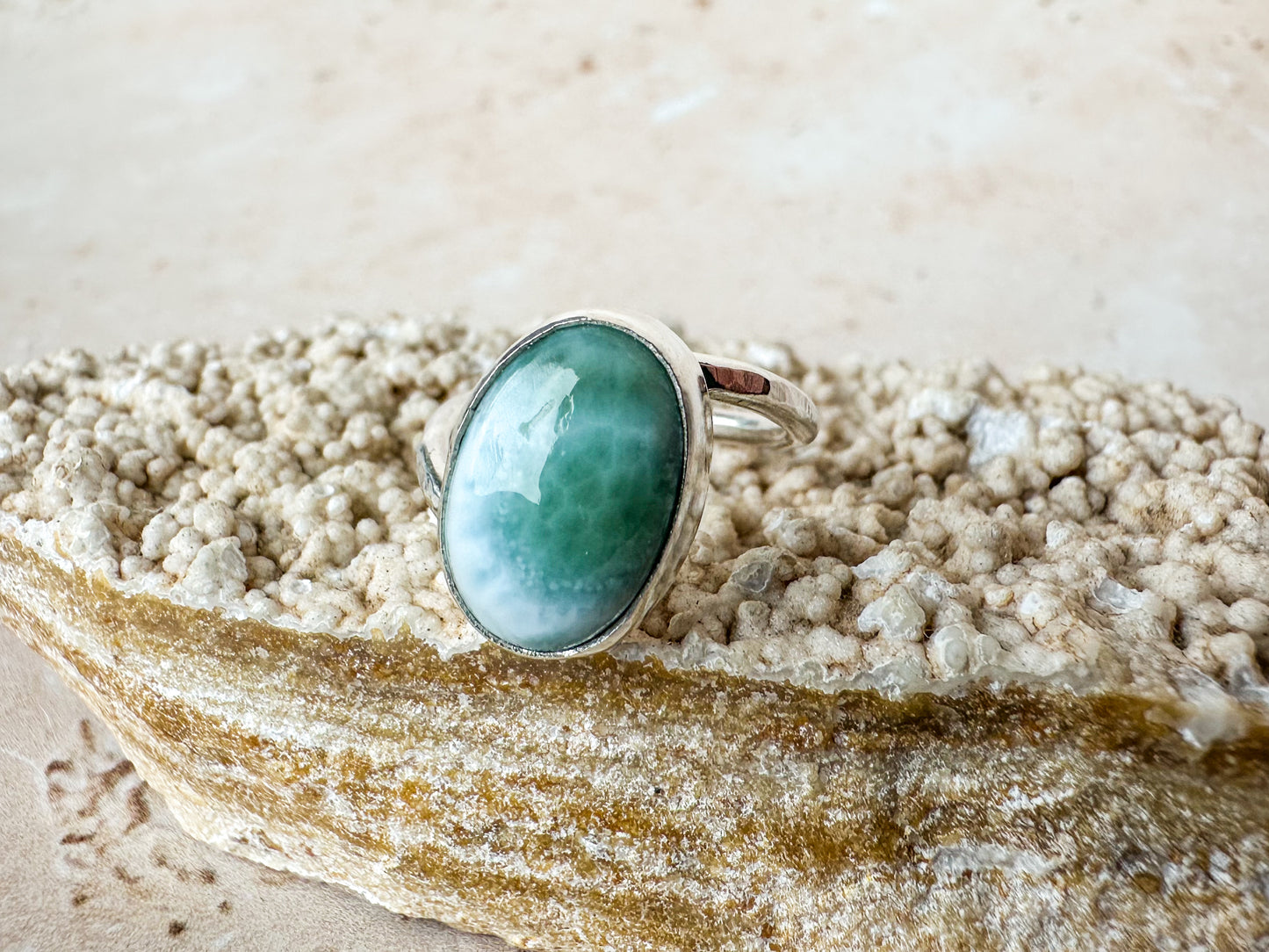 Larimar sterling silver ring size J