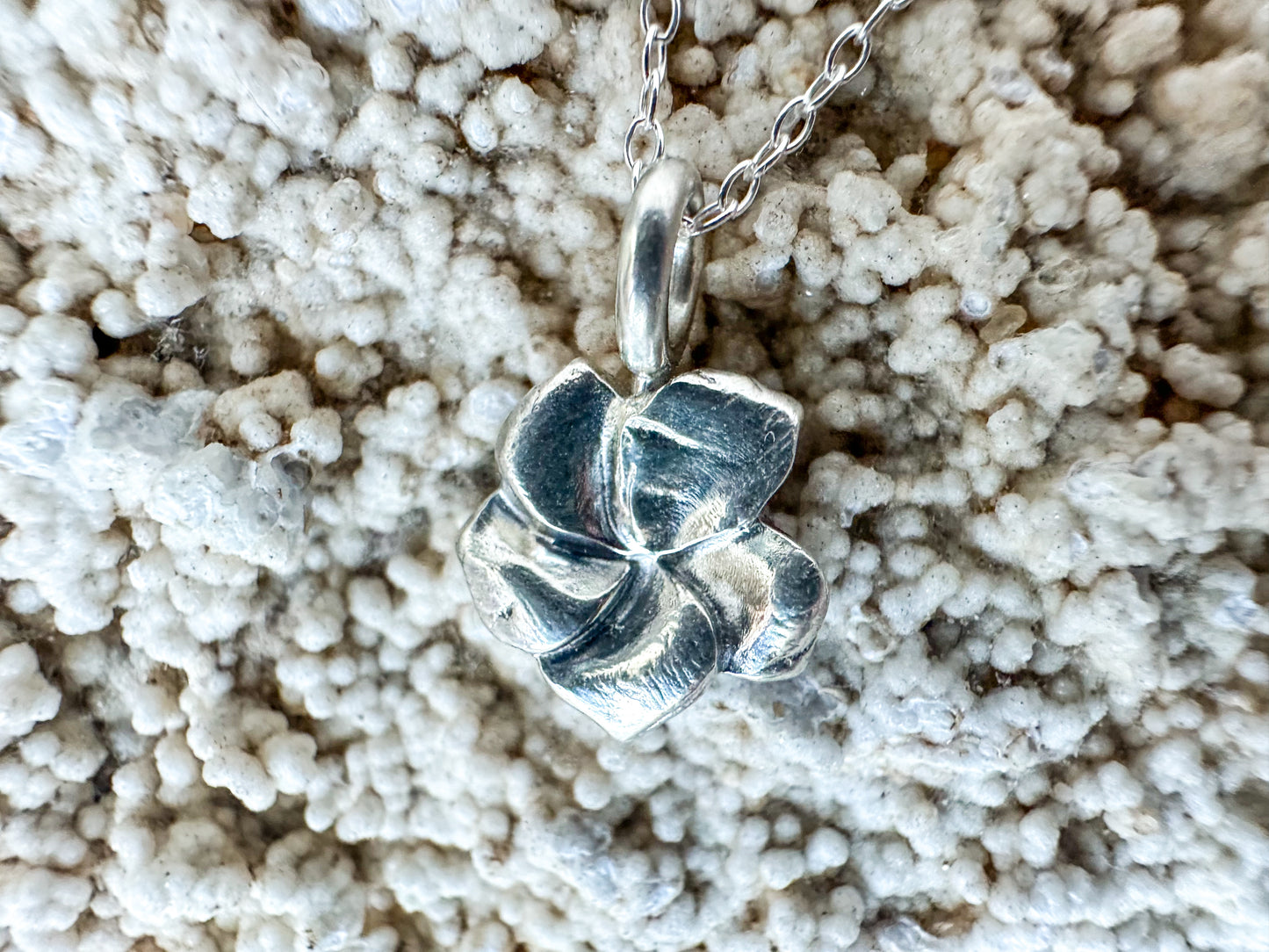 Hibiscus fine silver necklace pendant