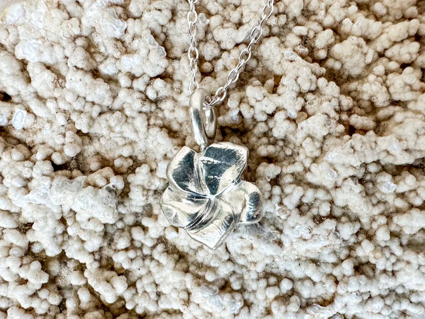 Hibiscus fine silver necklace pendant