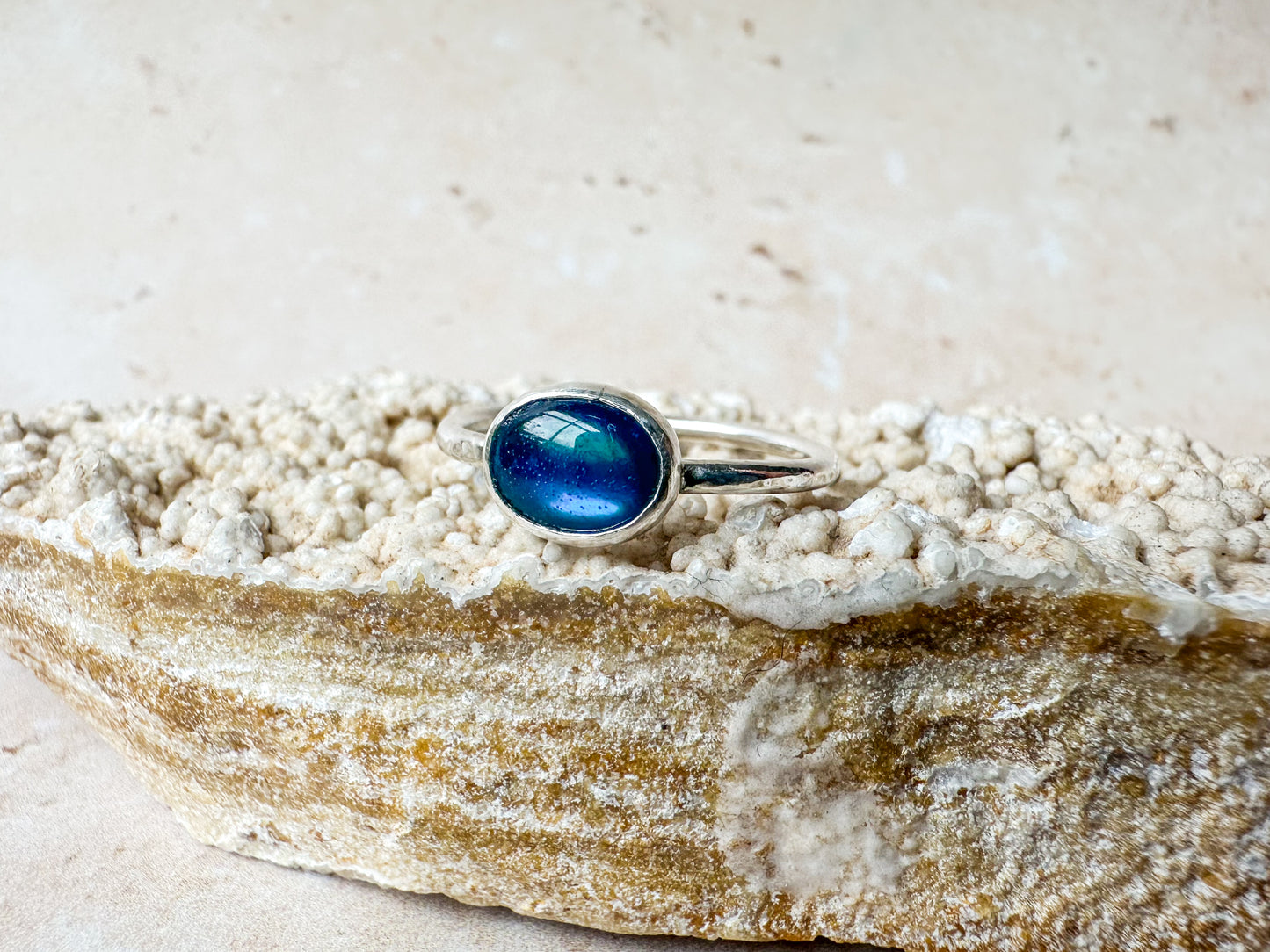 Abalone shell ring, size M 1/2