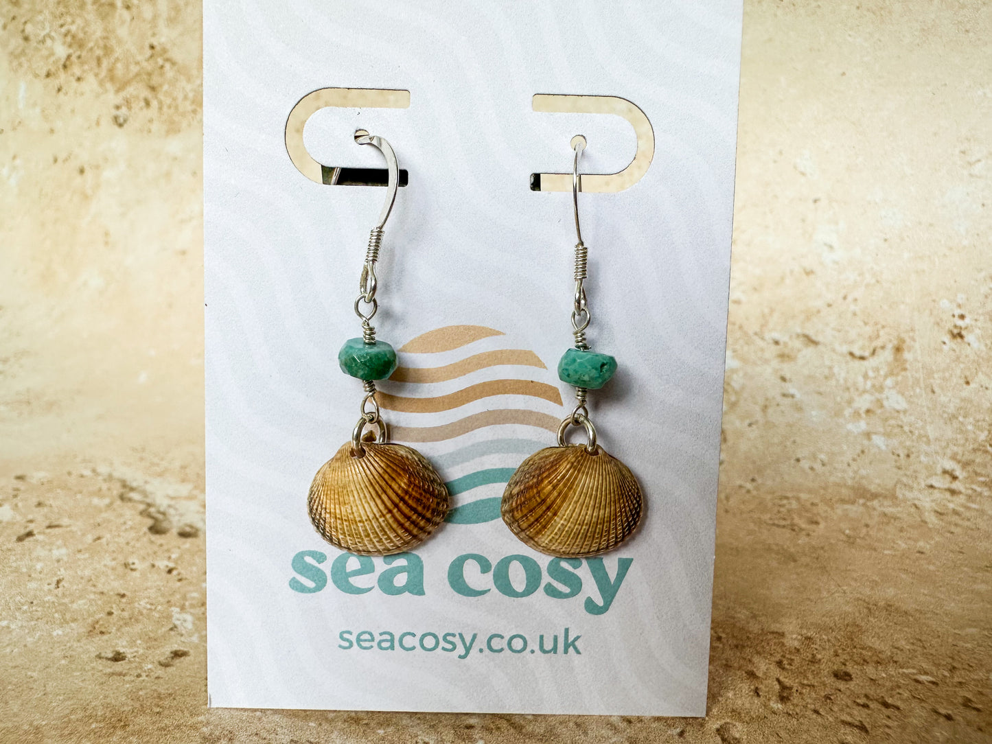Sea shell and larimar earrings